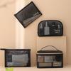 Black Mesh Cosmetic Bag Travel Convenient Toilet Bag Outdoor Travel Storage Bag Women Makeup Case Organizer Zipper Pouch