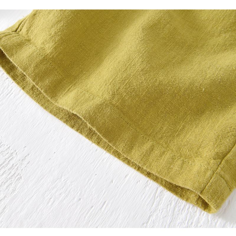 Summer Fashion Men's Shorts Youth Beach Baggy Short Pants Casual Solid Color Thin Cotton Linen Elastic Waist Shorts Breathable