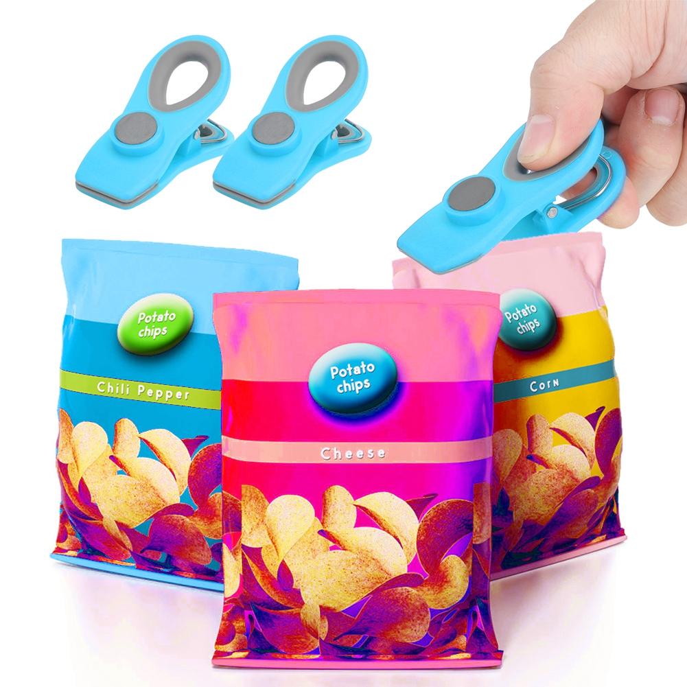 2Pcs Mini Portable Food Sealing Magnetic Clips Snack Food Preservation Bag Clips Kitchen