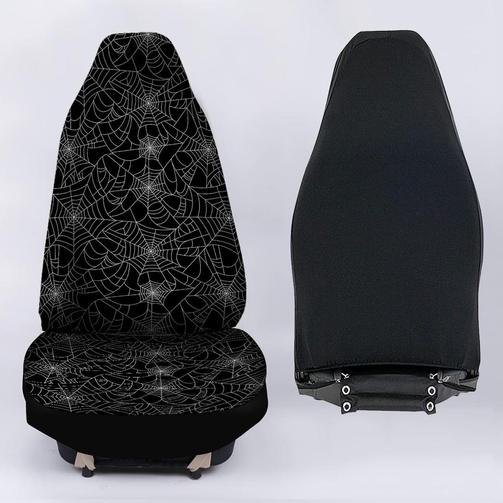 Bulopur Halloween Spider Web Print Front Seat Cover Sets 2 Pack, Car Universal Accessories Interior Decor for Men, Auto Front Seat Covers