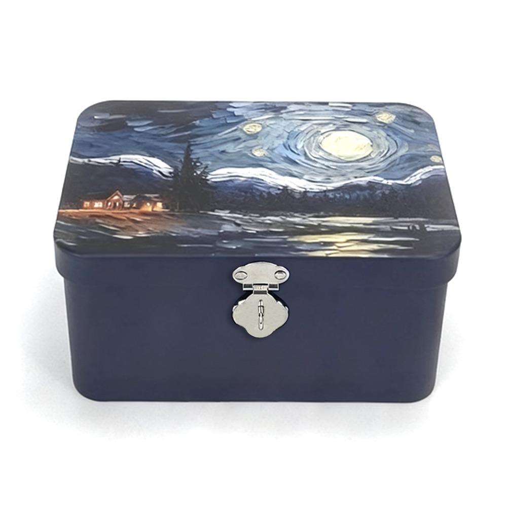 Rectangular Shape Tinplate Box Large Size Empty Box Treasure Chest Iron Box  Cosmetic Organizer