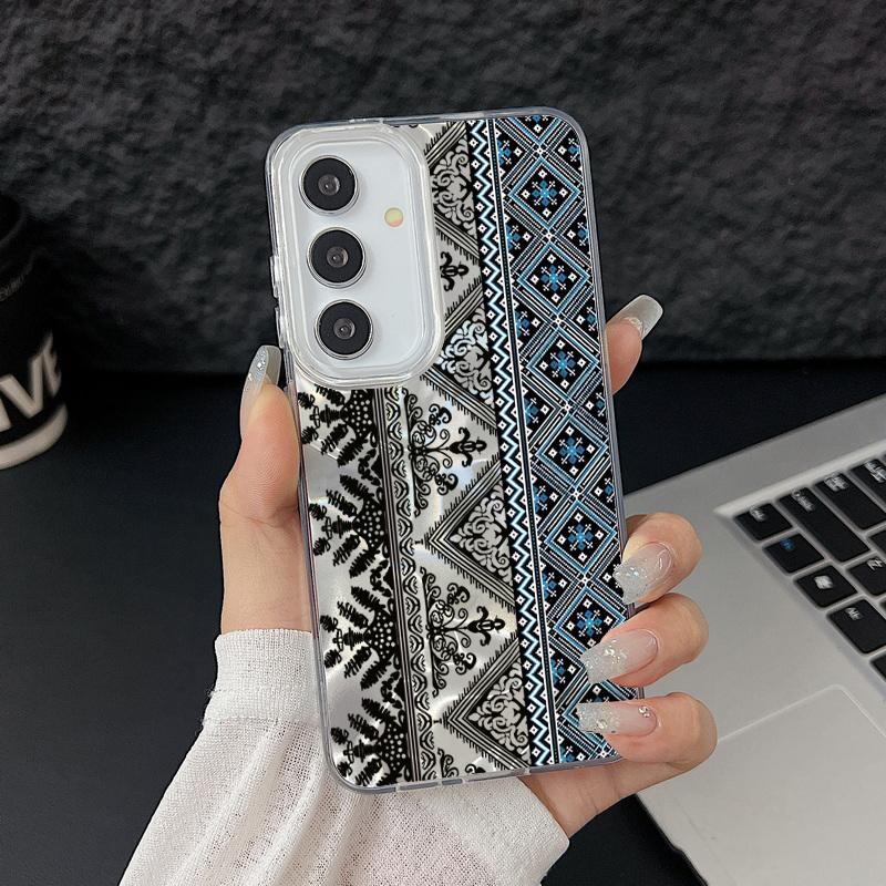 Camlet Laser Case For Samsung Galaxy S24 FE S25 S24 S23 Ultra Plus A55 A56 A54 A25 A15 A16 A34 Vintage Totem Pattern Phone Cover