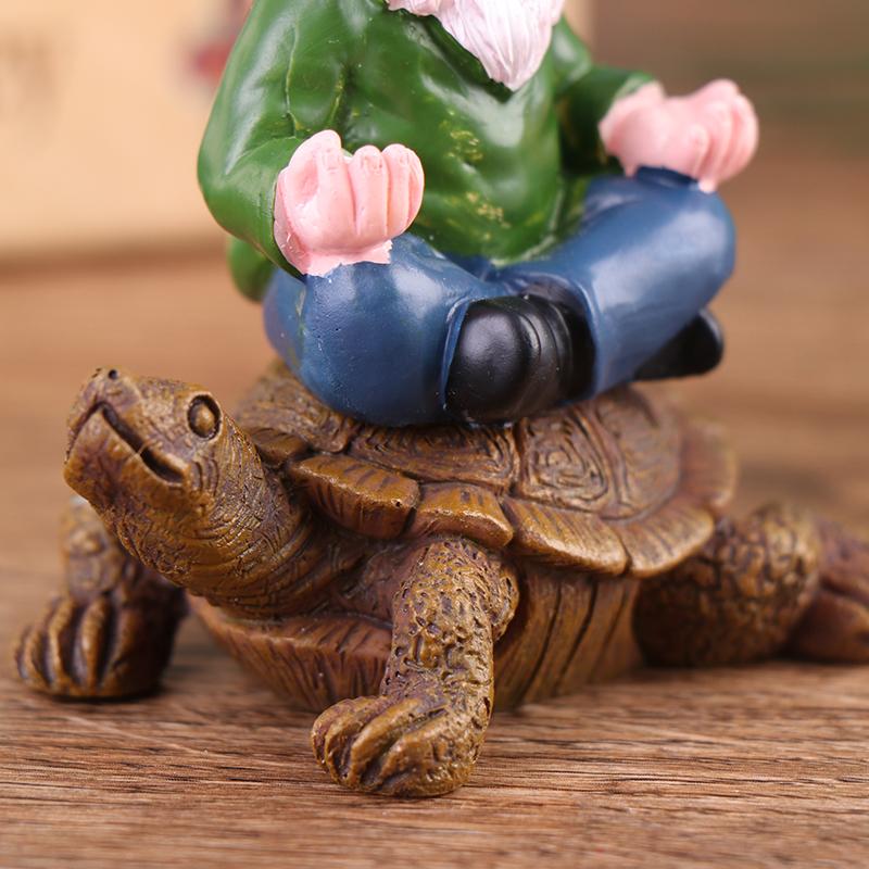 Gartenzwerg Figur Lustiger Zwerg Sitzt Auf Schildkröte Statue Zwerg Ornament