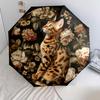 Cats and Flowers Pattern, Automatic Folding Umbrella, Portable and Foldable Design, 8 Ribs, a Christmas or Birthday Gift.