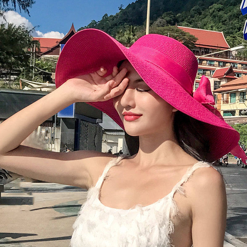 Straw hat beach big brim hat sun hat small fresh trendy girl versatile face cover sun hat