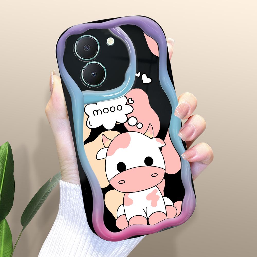 Cute Cartoon Pattern Cream Texture Casing Wavy Edge Soft Silicone Cover Phone Case for Vivo