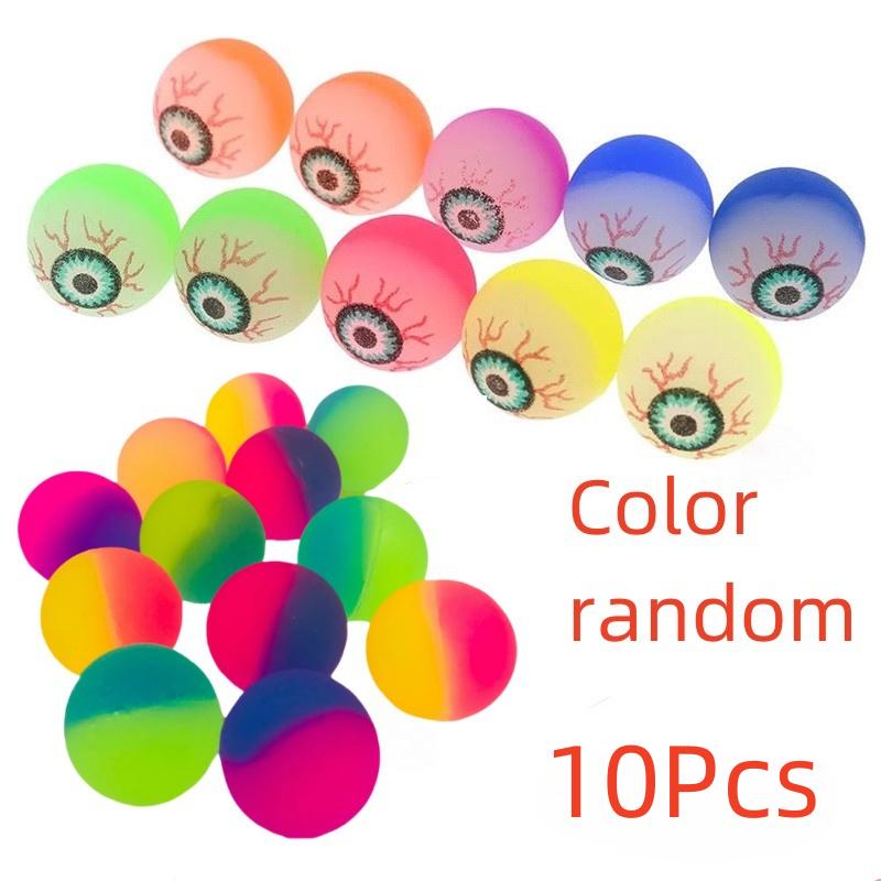 10Pcs Exploding Eyes Bouncy Ball Toy Assorted Halloween Ball Prom Gifts Elasticity Colorful Bouncy Rubber Jumping Ball Toy Gift