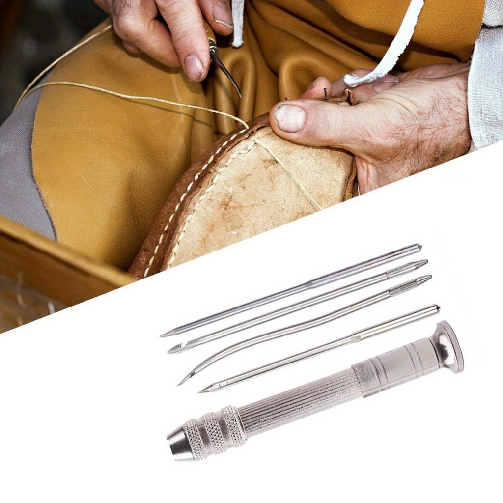 Leder-Nähahle-Set | Set aus Edelstahl-Handnähahlen für Lederhandwerk, Schuh- und Taschenreparatur, Geeignet für alle Jahreszeiten - Silbergrau