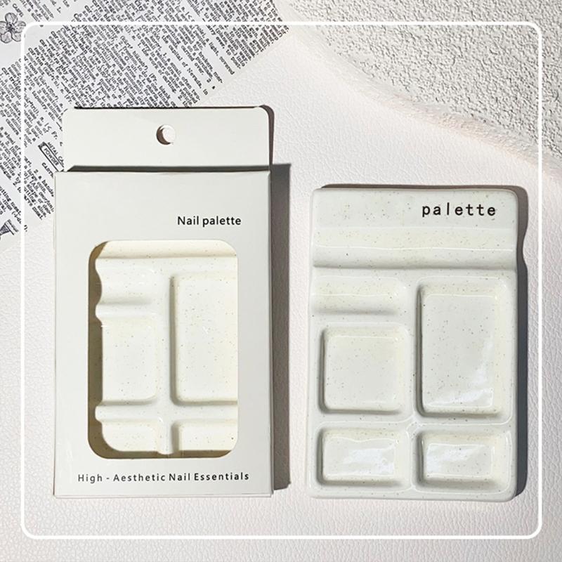Mehrzweck-Künstlerpalette mit Pinselhaltern 4 Näpfe Keramikpalette für Künstler Student Wasserfarbe Öl Acrylmalerei