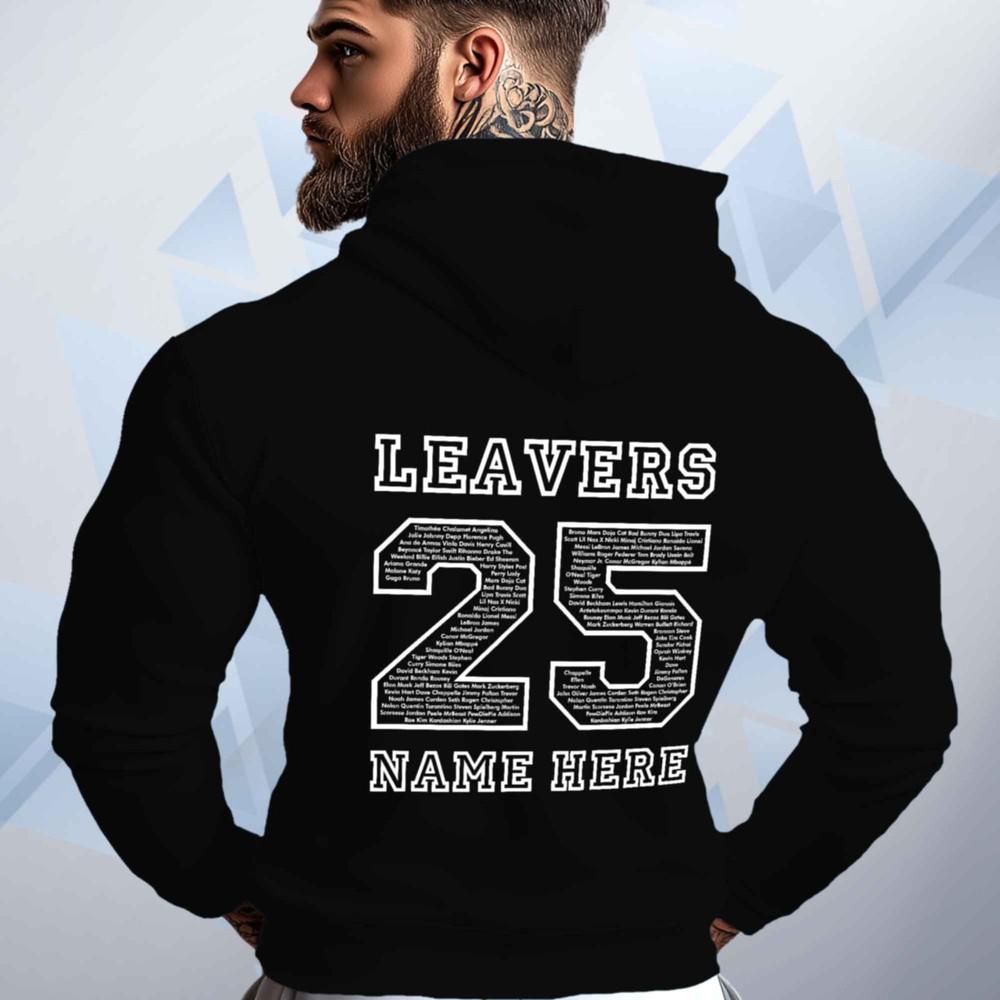 Custom 2025 Leavers Hoodie School College Varsity Graduation Jumper Name or Logo