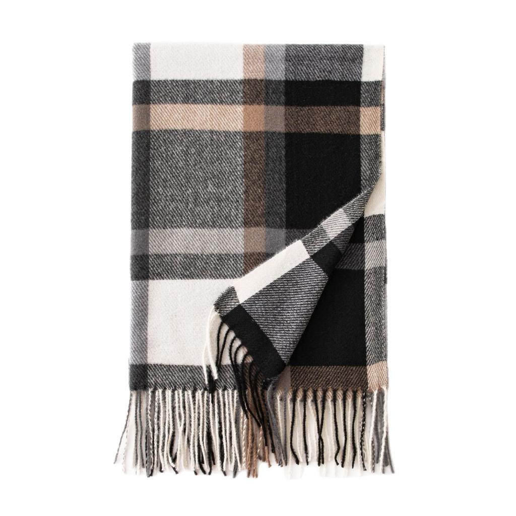 Plaid Imitation Cashmere Scarf Autumn and Winter Korean Version Versatile Japanese Style Warm Student Couple Scarf Men's High End Sense