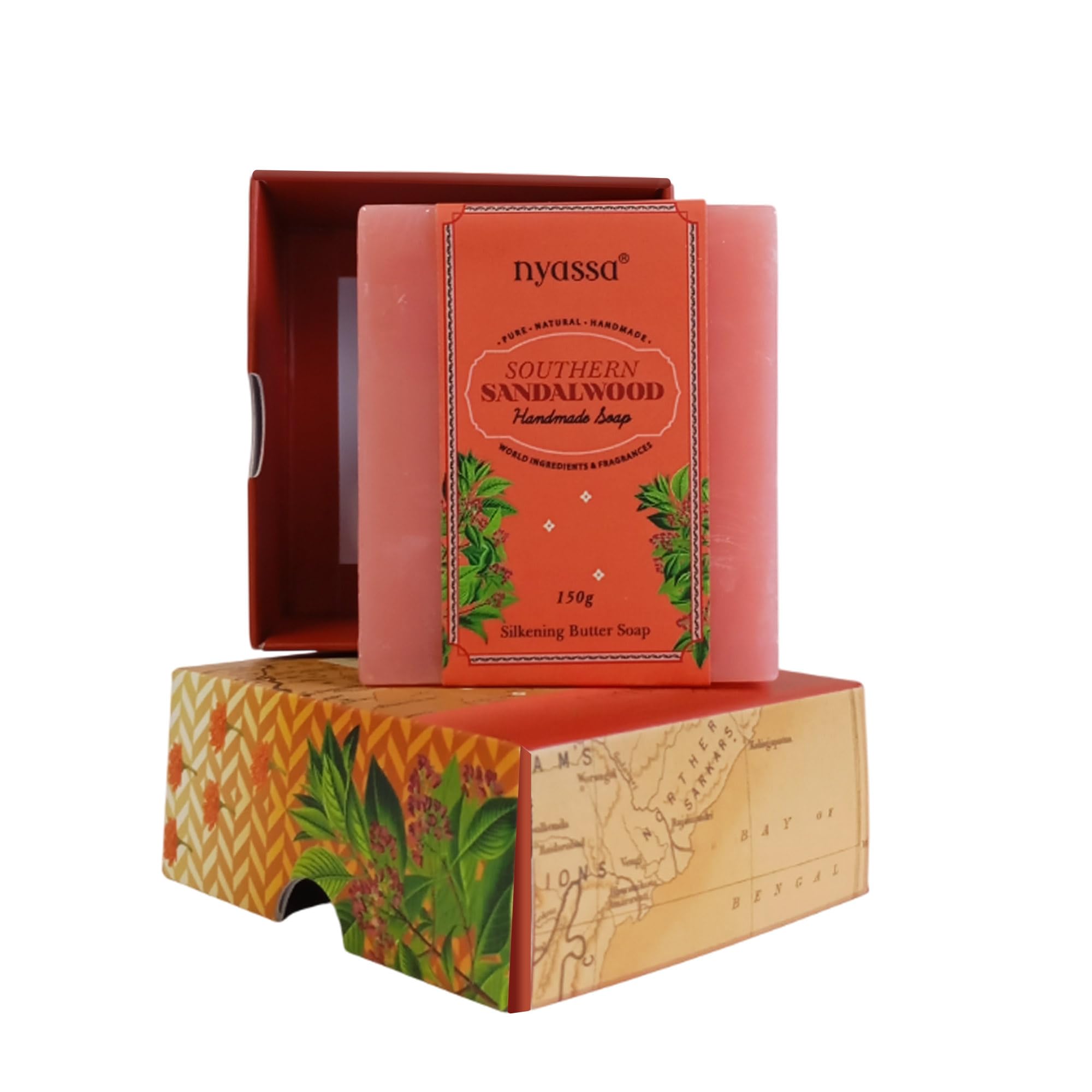 Nyassa Luxurious Southern Sandalwood Handmade Natural Bathing Soap With Kokum Butter,Turmeric Root Extract | Calming Sandalwood Fragrance|Rich Natur