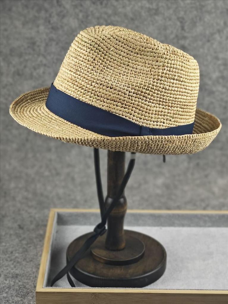 New Natural Raffia Jazz Sun Hats for Woman and Man Foldable Straw Woven Panama Straw Hat Summer Sun Protection Beach Hat 56-58cm