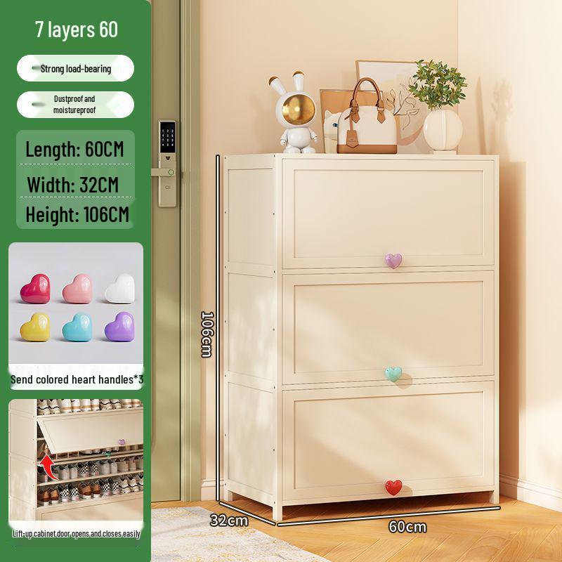 Cream Multi-Layer Off-White Shoe Cabinet - Space-Saving Hallway Storage Rack