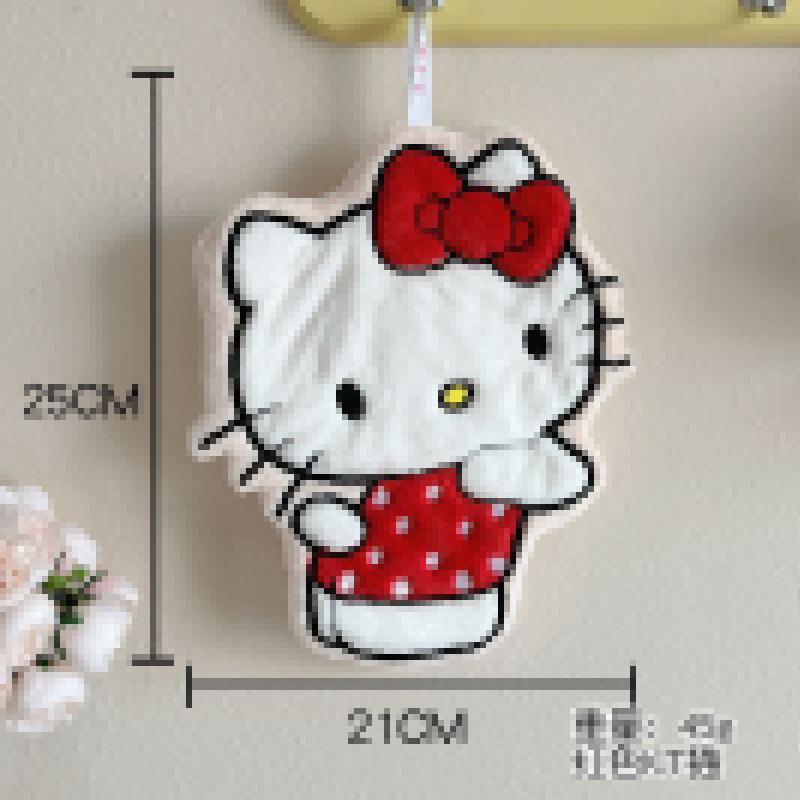 KT Cat Cartoon Children's Coral Fleece Hand Towel - Cute, Hanging, Double Layer, Thick, Absorbent, and Soft.
