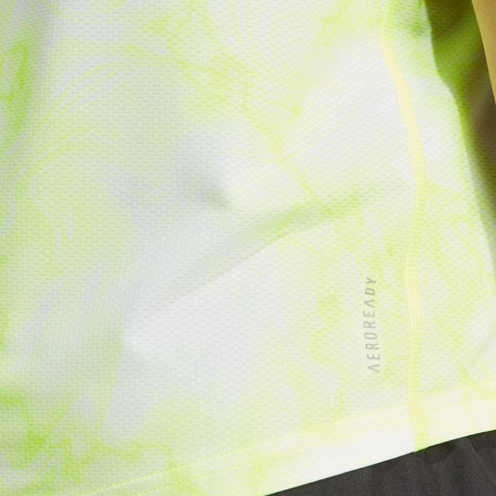 Adidas Own The Run Allover Print Tee Women Tops Bright-Lemon-Yellow IL1663