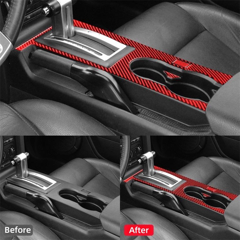 For Ford Mustang GT 2005-2009 S197 Accessories Carbon Fiber Interior Car Gear Box Shift Panel Sticker Trim Frame Cover Decor