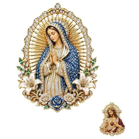 Sacred Heart of Jesus Brooch Confirmation Souvenir Christian Faith with Enamel