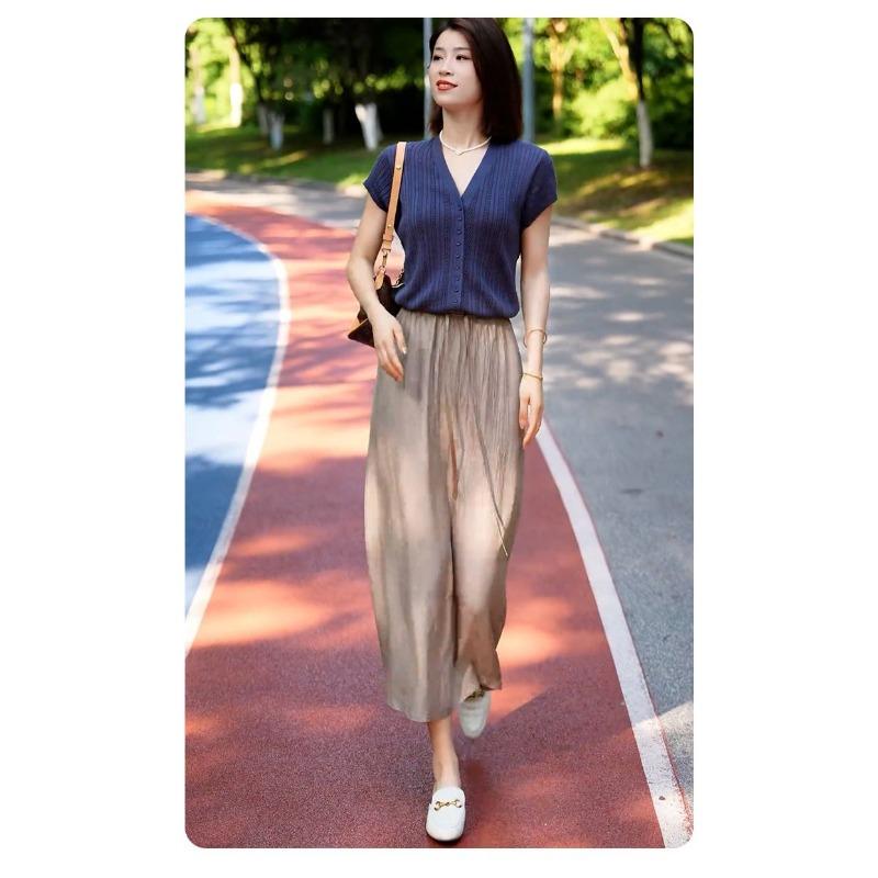 Ацетатный Атласный Юбка Лето Новый Высокая Талия Драпировка Повседневный Темперамент Тонкий Юбка S