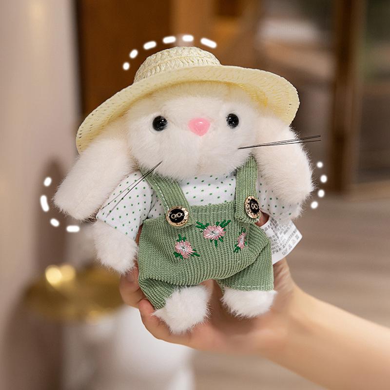 Cartoon Dressed In Pastoral Rabbit Doll Sleep Comforting Doll White Rabbit Pendant Doll Plush Toy