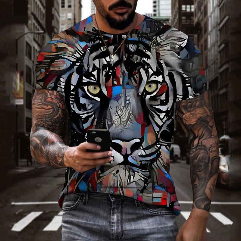 

Модные футболки с рисунком животных, 3D хип-хоп, Harajuku, футболки с принтом тигра, повседневные летние топы с круглым вырезом и короткими рукавами, футболка большого размера S