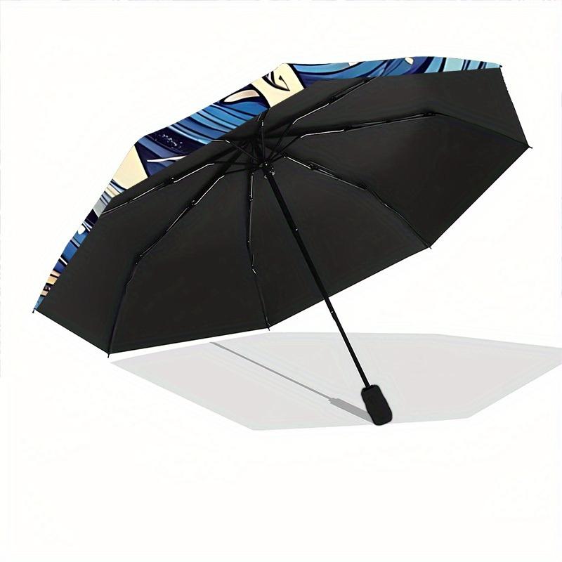 1pc Celestial Mermaid Automatic Open/close Folding Compact Umbrella, 8-Rib Sturdy Canopy, Lightweight Portable, Everyday Use, Gift,069