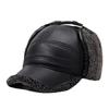 2026New PU Leather Winter Men's New Padded Warm Dad Old Man Leather Cap Middle-aged Windproof Ear Protection Duck Tongue Cap