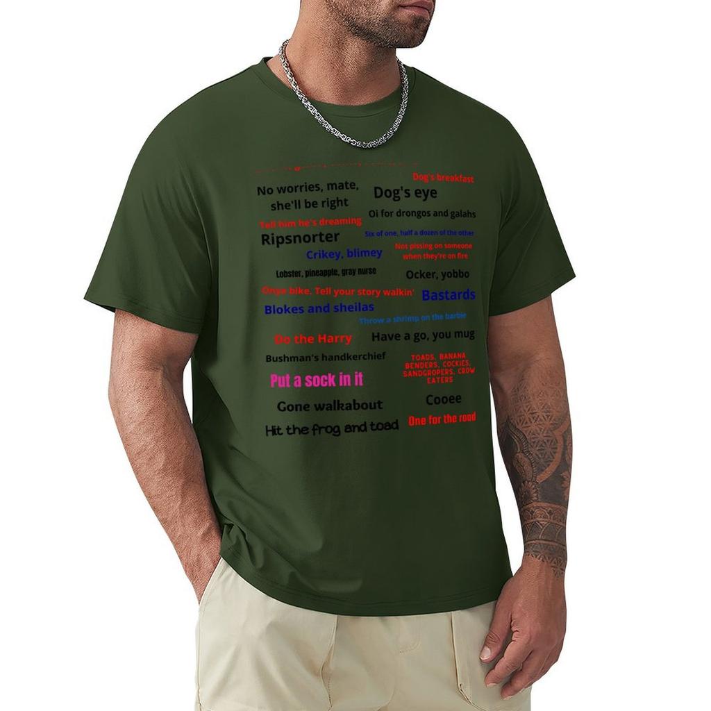 21 Phrases To Help You Talk Like an Aussie T-Shirt Anime Tshirt Vintage Clothes Mens Workout Shirts