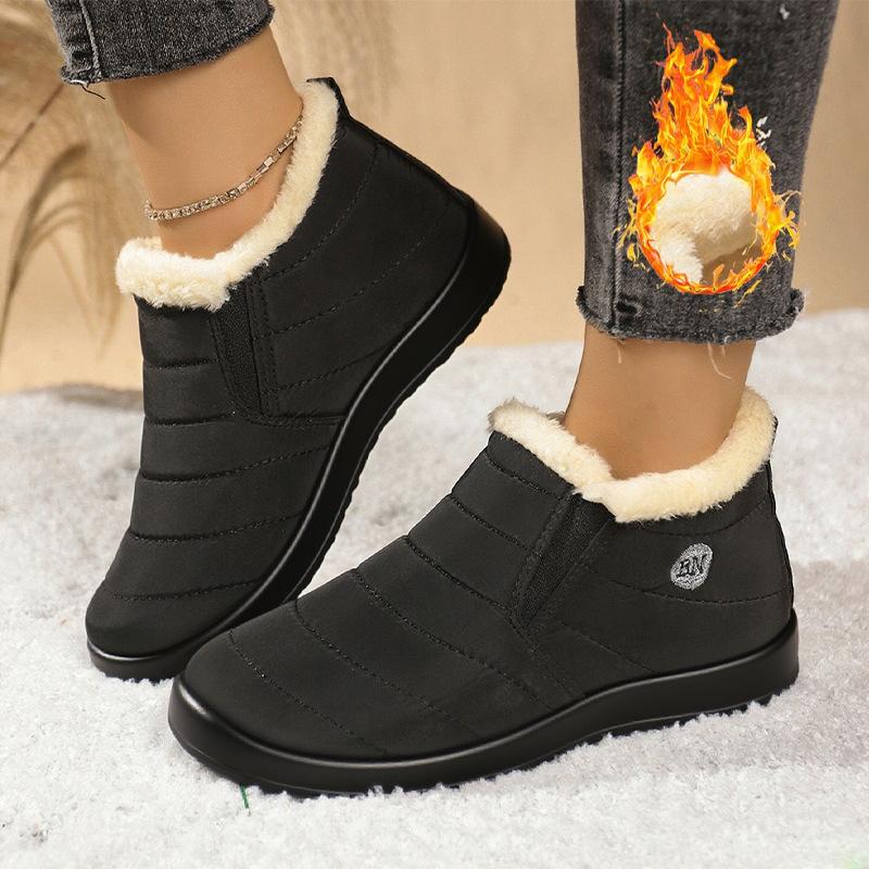 Winter Velvet Women's Outdoor Cotton Shoes Thick Red Warm and Casual Snow Boots Unisex Round Toe Soft Soled Women's Shoes