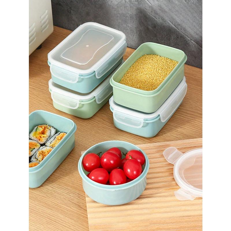 Kitchen Refrigerator Microwave Safe Plastic Lunch Box, Rectangular-Shaped Fresh-Keeping Box For Food Storage, Fruits & Snacks With Seal Cover, Kitchen