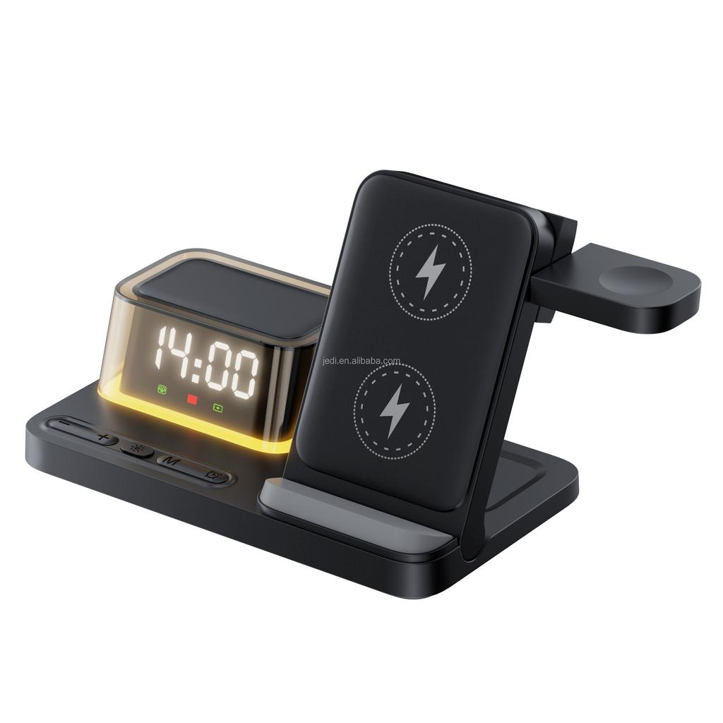 JEDI Folding2026 3 in 1 Wireless Charger Station with Alarm Clock & Ambient Light