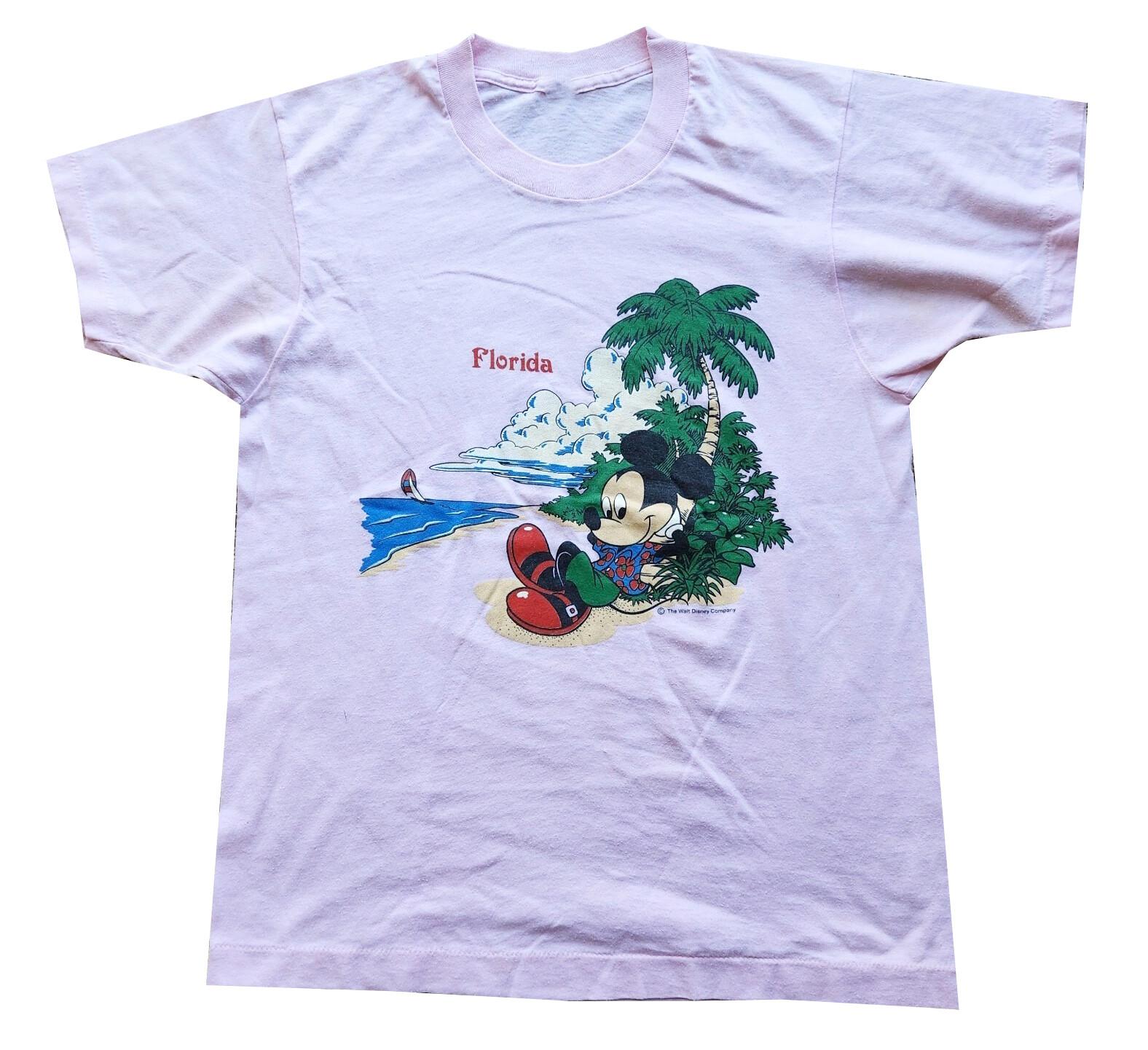 

NEW 80s Waly Disney World Florida 100% Cotton T-shirt Mens Tees Top Pink Size S-5XL Reprint 2XL