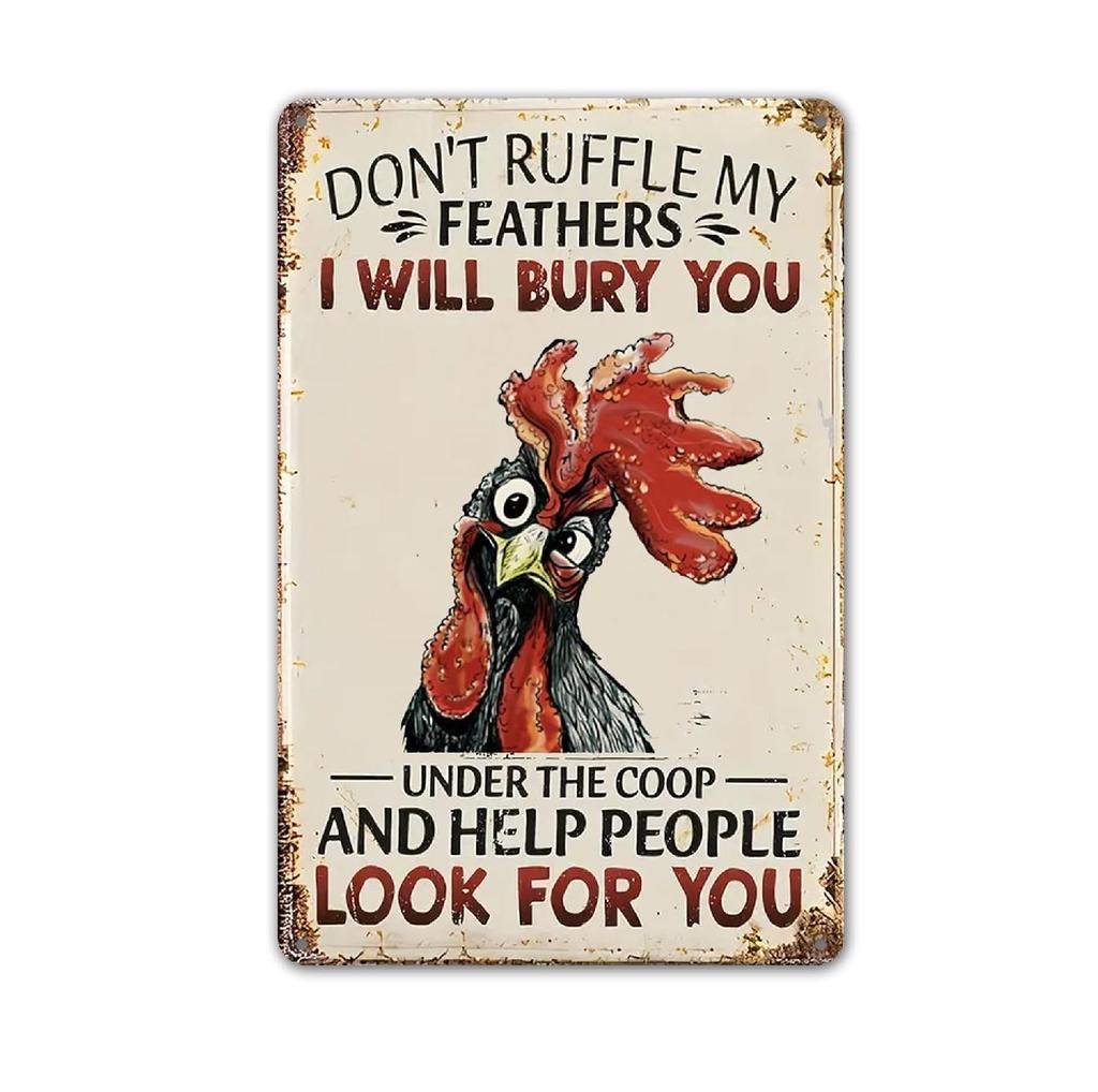 Decorative Metal Wall Sign Rooster Chicken Tin Art 20x30cm Home Kitchen Farmhouse Decor Vintage Retro Poster