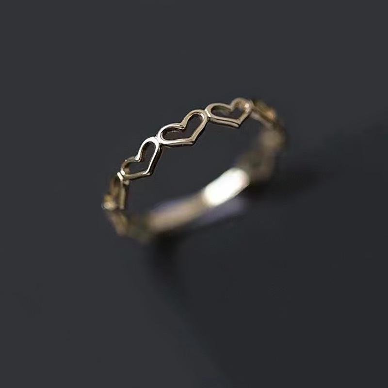 Bague Ouverte Coréenne Élégante en Argent 925 Blanc - Bague de Phalange Rose Empilable de Luxe Léger pour Femme