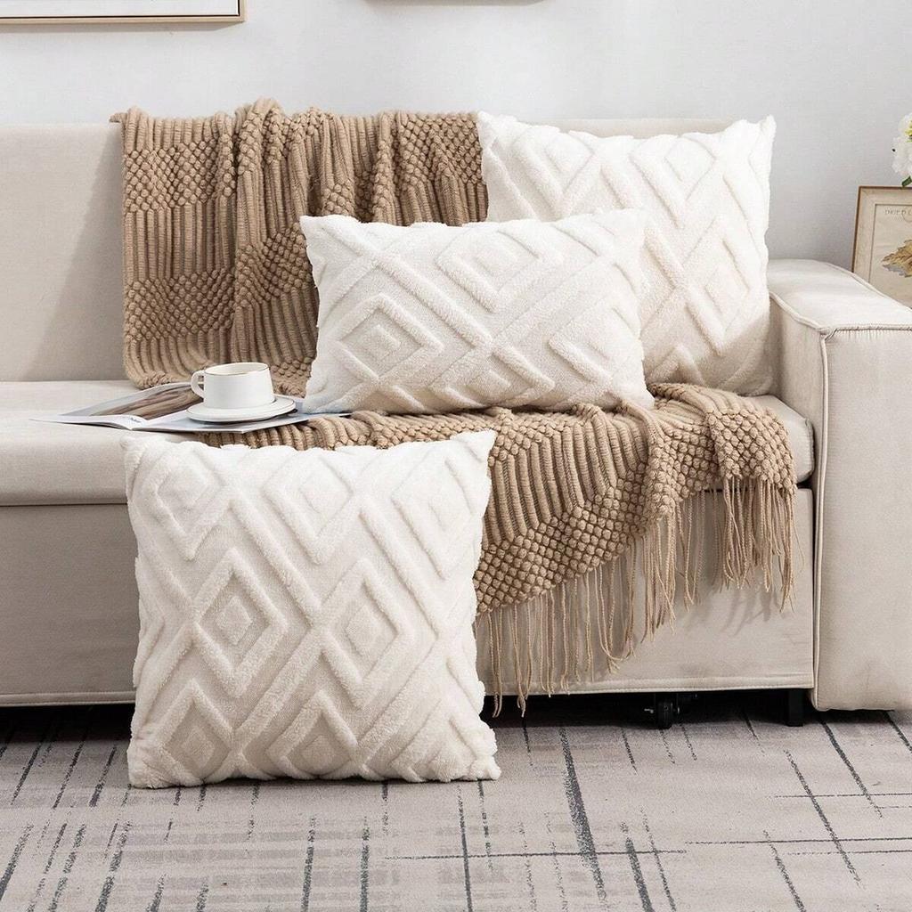 Snow Velvet Diamond Grid Pillow Covers Sofa Cushion Cover and Bed Living Room Plush Sleep Pillow Case Cotton Home Decor Cushion