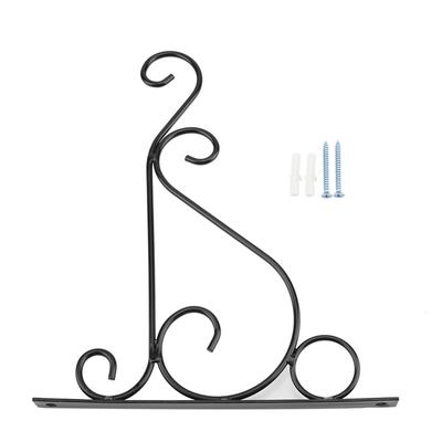 Eisen Pflanzenhänger Wandhängehalterung Blumenhaken für Heim- Gartendekoration 25*21cm(Schwarz)