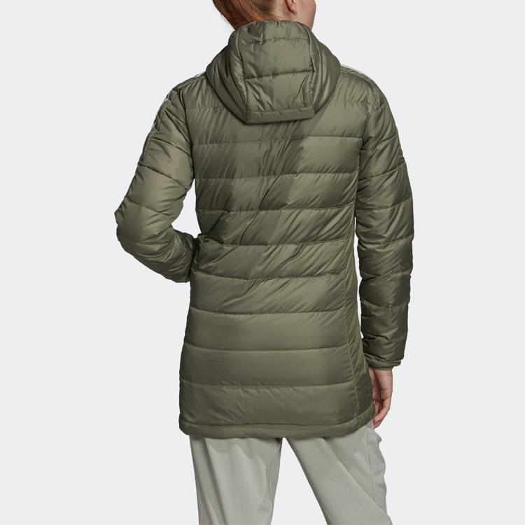 Adidas Long Hooded Down Jacket Women Outerwear Green GH4591