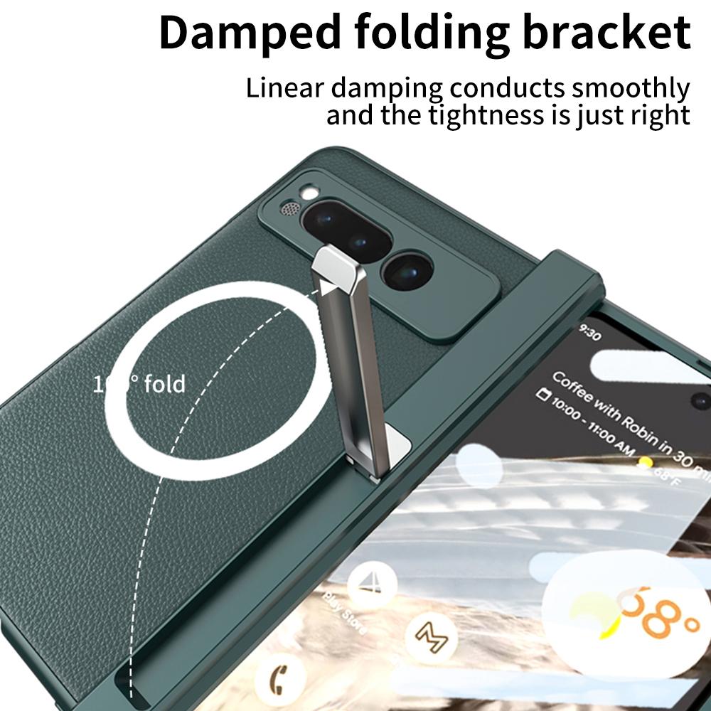 Dobradiça magnética para estojo de carregamento sem fio Magsafe para Google Pixel Fold capa de couro rígido para PC com suporte e capa de proteção de filme de vidro