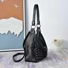Black Skull Head Riveted Women's Bag Single Shoulder Crossbody Bag Retro Punk Style Large Capacity Handheld Tote Bag