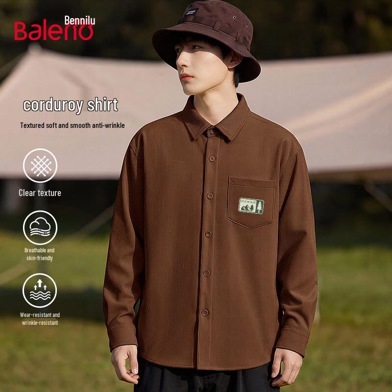 

Мужская ретро рубашка с длинным рукавом из вельвета Baleno XL