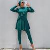 Burkini für Übergrößen, konservativ: Set mit langärmeligem Oberteil, Badeshirt und langer Hose