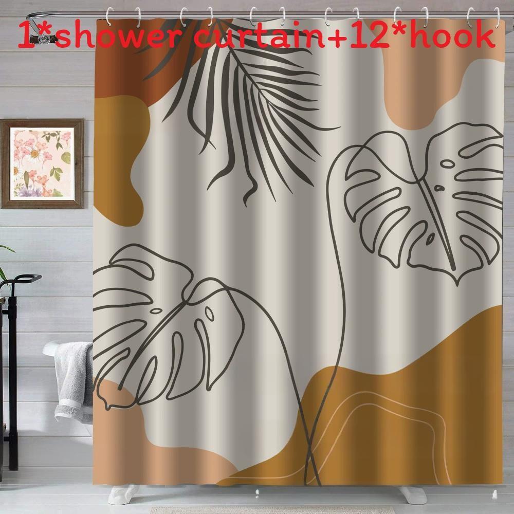 Boho Style Watercolor Polyester Shower Curtain Waterproof Fabric For Bathroom Decor And Privacy Divider