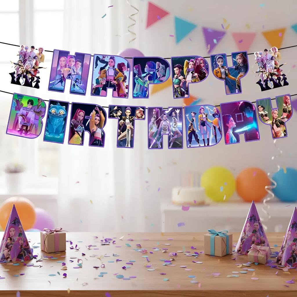 Birthday Balloons Kpop Demon Hunters Party Decoration