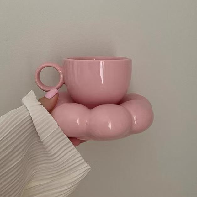 Ceramic Coffee Mug Plate Sets Creative Cloud Coffee Cup Exquisite Office Afternoon Tea Cups Kitchen Drinkware Home Accessories