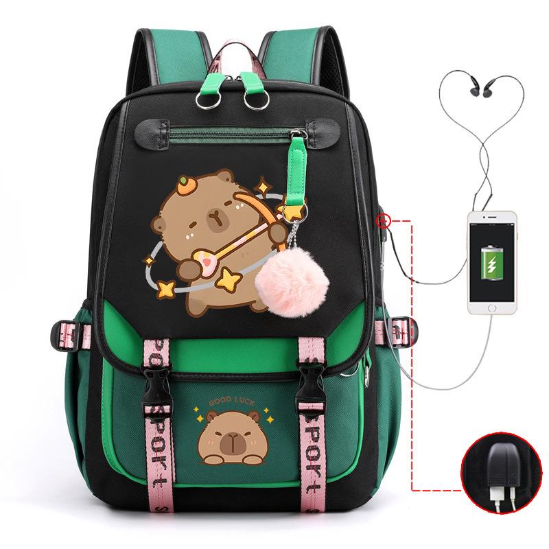 Campus Universal School Bag Kapibara Personality Trend USB Multifunctional Backpack Student New