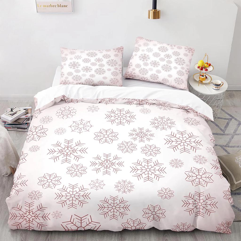 Comforter 3D Snowflake King Queen Romantic Purple Snow Landscape Bedding Set For Kids Teens Adults Christmas Soft
