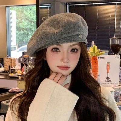 Wool French Beret Female Literary And Retro Painter Hat Temperament Versatile Face Small Warm Bud Hat
