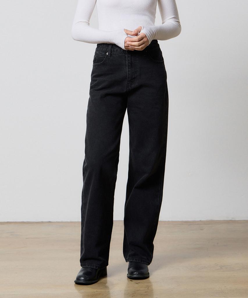 RYUL+WAI Denim Long Straight Pants Black W5