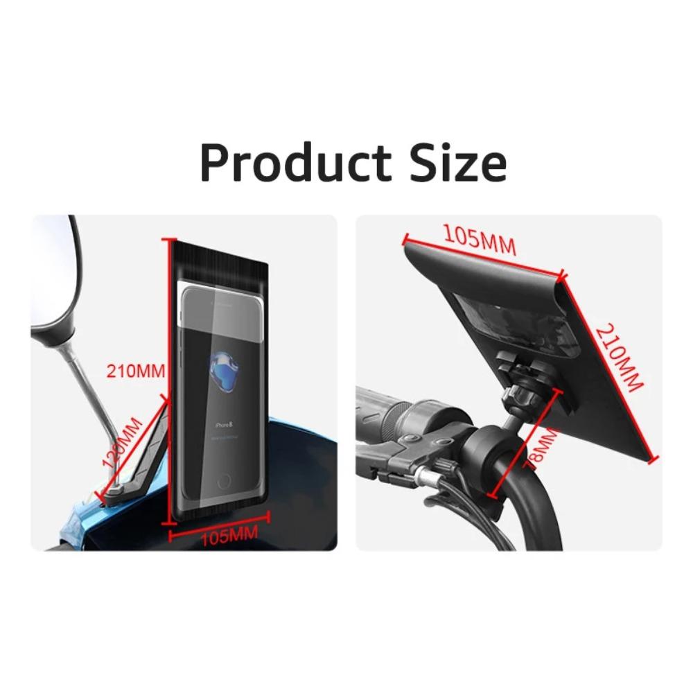 Waterproof Bag Motorcycle Bicycle Phone Holder Universal Motorbike Scooter Rearview Mirror Cellphone Mount Touch Screen