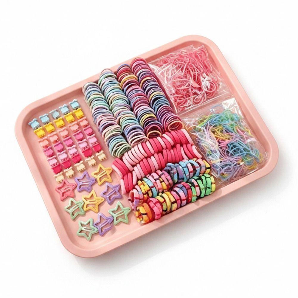 875Pcs Colorful Kids Hair Accessories Set Sweet Hair Clips Elastics Ponytail Holders  For Girls